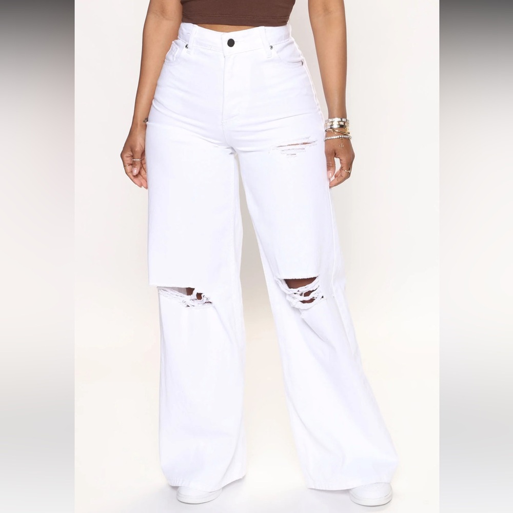 Livin’ in the 90’s Baggy Jeans White - Fashion Nova NWT
